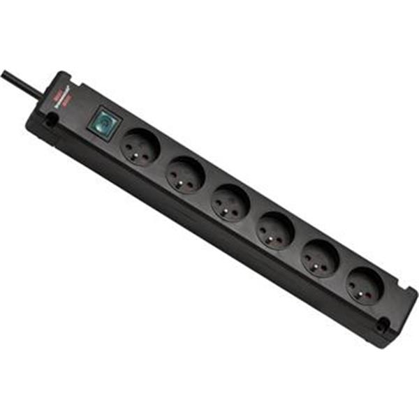 Brennenstuhl 1150651316 - Kabel prodlužovací 230V s vypínačem 6 zásuvek, délka kabelu 3m, F3G 1,5mm2 - černá