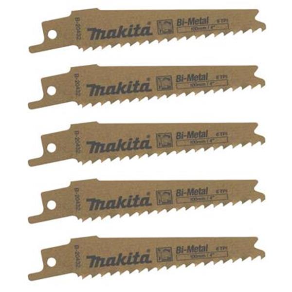 Makita B-20432 - Pilový list do pily ocasky délka 100 mm (balení 5ks) na dřevo, dřevo s hřebíky a plast, BiM