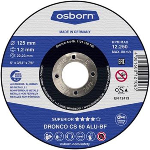 Osborn (Dronco) 1153150100 - Kotouč řezný pr. 150x1,6x22,2mm, na hliník, AL, zrno CS 46 ALU, Superior - vypouklý