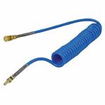 PUBM55875ES - Modrá hadice tlaková spirálová pr. 8 x 5,5 mm, délka 7,5 m včetně koncovek s rychlospojkou a čepem