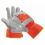 Rukavice pracovní CURLEW HiVis (vel. 10) kombinované, oranžové, hovězí štípenka, reflexní, výstražné 