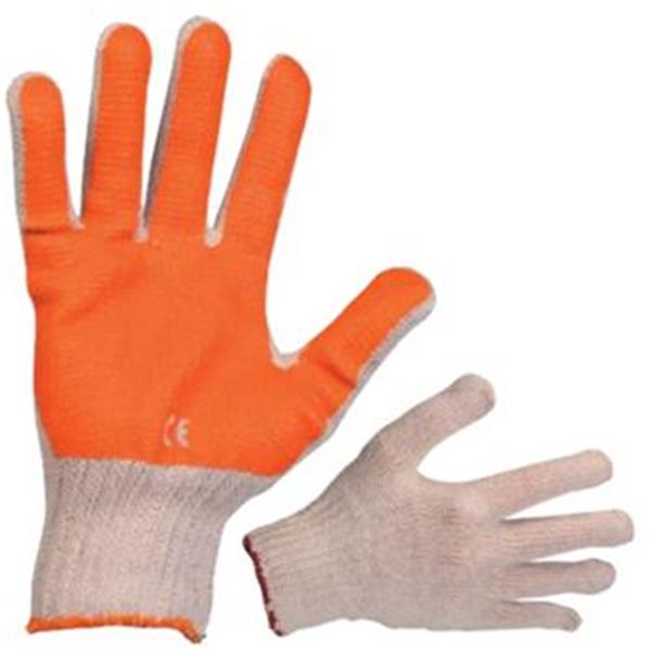 Rukavice pracovní SCOTER (vel.10) povrstvené, bavlněné, polomáčené v oranžovém PVC