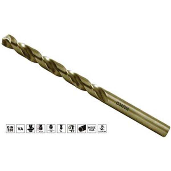 Ruko 215021 - Vrták do kovu pr. 2,1 mm délka 49/24mm, válcová stopka, středně dlouhý, vybrušovaný, HSS-Co5
