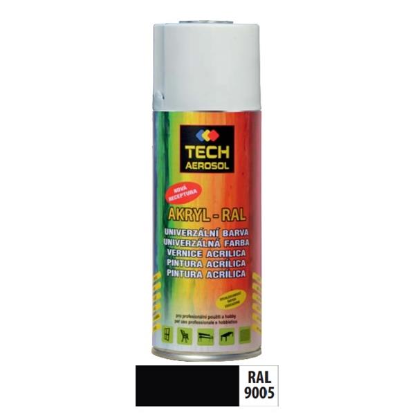 Tech Aerosol 002.0595 - Akrylová barva ve spreji RAL9005, černá matná (400ml)