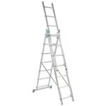 Alve 7810 - Žebřík  6,26m 3-dílný univerzální s úpravou na schody, hliníkový AL, 3x10 příček EUROSTYL