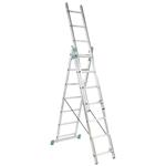 Alve 7811 - Žebřík  7,11m 3-dílný univerzální s úpravou na schody, hliníkový AL, 3x11 příček EUROSTYL