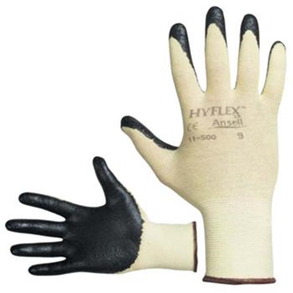 ANSELL 11-500 - HyFlex CR - Rukavice pracovní (vel. 10) pletené bezešvé, Kevlar, dlaň a prsty nitril, antistatické