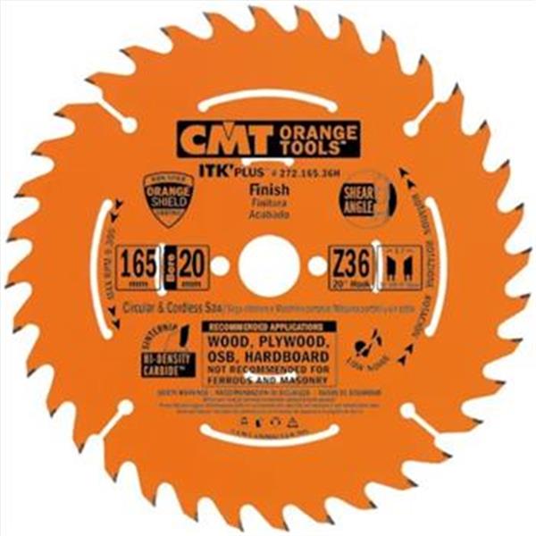 CMT Orange Tools C27216536H - Kotouč pilový na dřevo pr. 165x1,7x20 (+15,87) mm 36 zubů, ultratenký