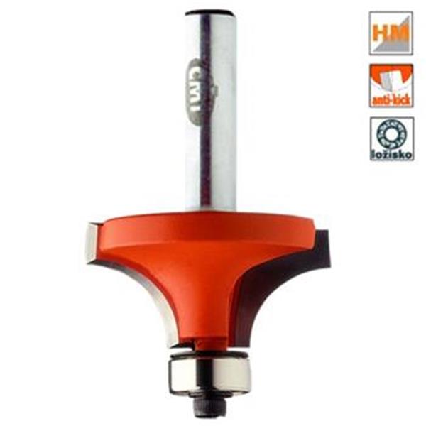 CMT Orange Tools C93819011 - Zaoblovací, radiusová fréza vydutá na dřevo pr. 19,1 x 12,7mm, R=3,2mm s ložiskem, stopka 8 mm