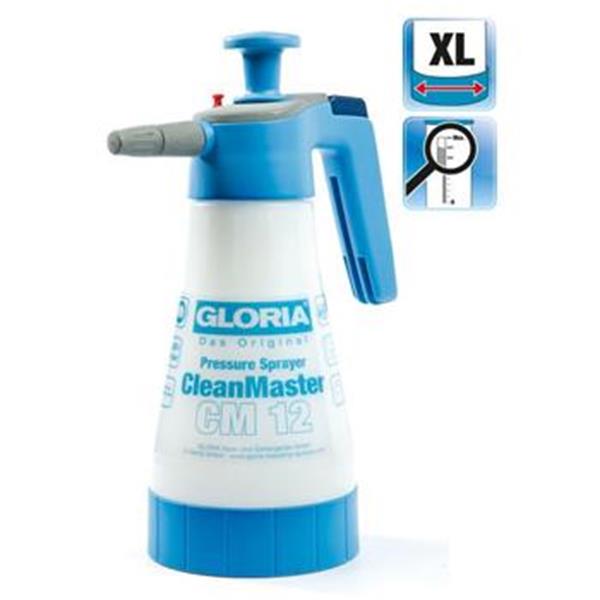 GLORIA CleanMaster CM 12 - Ruční postřikovač, 1,25l, na postřik kyselých a zásaditých látek, stavitelná tryska, odvzdušňovací vent