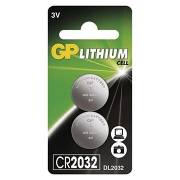 GP CR2032 - Baterie 3 V/220 mAh, průměr 20 x 3,2 mm knoflíková (balení 2ks)