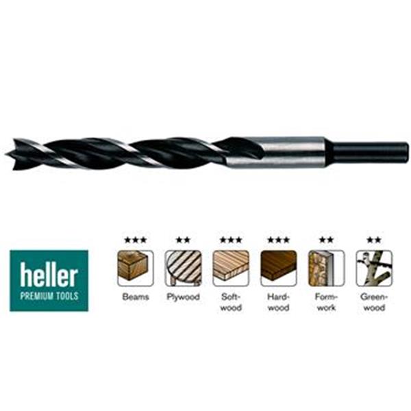 Heller 23359 0 - Vrták do dřeva pr. 16 x 200/250 mm, spirálový se středícím hrotem 0333 CV