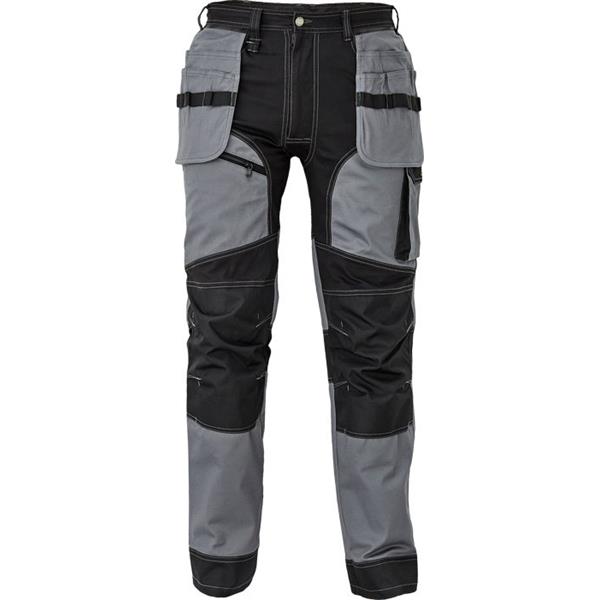 Kalhoty pracovní do pasu KEILOR (vel.52) montérkové, elastické, šedá - černá