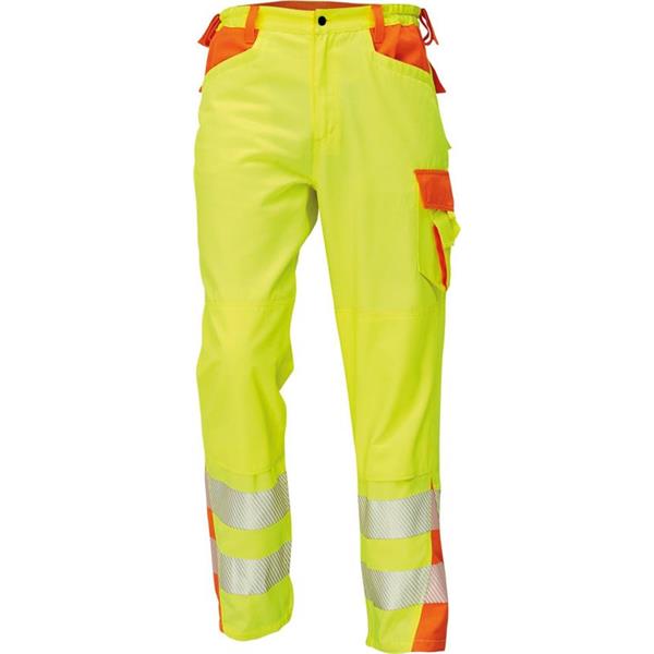 Kalhoty pracovní do pasu LATTON (vel.48) reflexní žluto-oranžová high visiblity - výstražný oděv