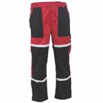 Kalhoty pracovní do pasu TAYRA (vel.52) červenočerné s reflexními pruhy, montérkové