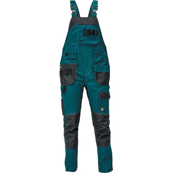 Kalhoty pracovní s laclem DAYBORO (vel.50) montérkové, barva - petrolejová