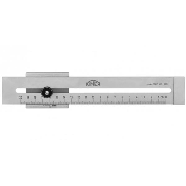Kinex 6007-07-020 - Přípravek na orýsování 200mm, NEREZ s mm stupnicí (rejsek, rysplech)