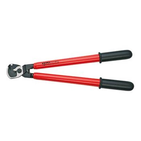 Knipex 95 17 500 - Nůžky na kabely 500mm, Cu a Al, pr.150mm2, dvouruční, pákové, leštěné, izolované 1000V VDE, máčené rukojeti