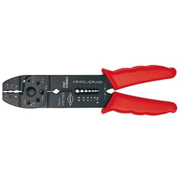 Knipex 97 21 215 - Kleště lisovací 0,75-6,0mm2 na konektory s nůžkami a odizolováním kabelu, délka 215mm, brunýrované, rukojeti p