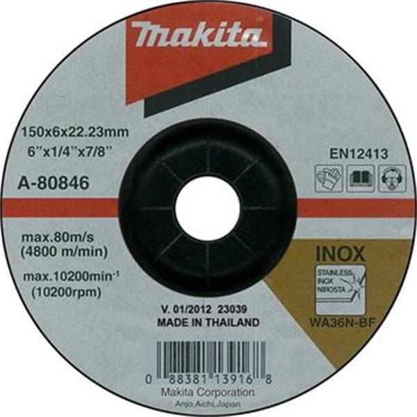 Makita A-80846 - Kotouč brusný pr. 150x6,0x22,2mm, na kov, zrno WA36N-BF, INOX