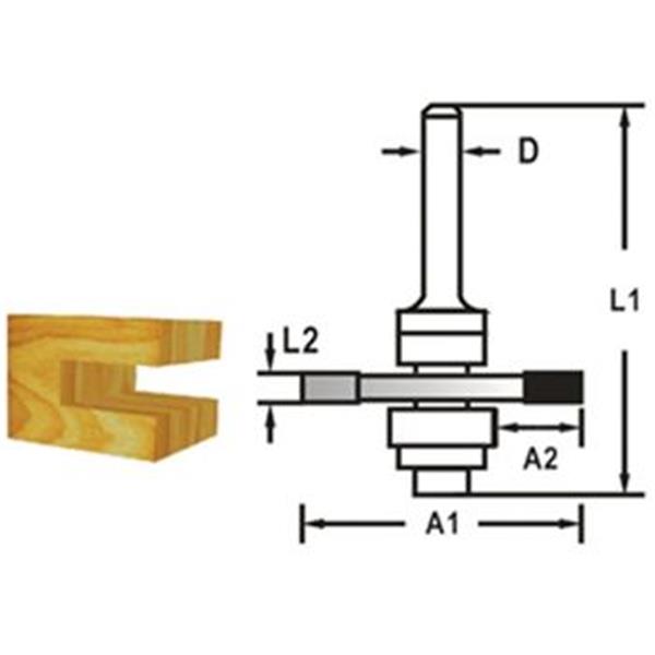Makita D-48941 - Fréza do dřeva drážkovací kotoučová tl. 2,0 mm s kopírovacím ložiskem, stopka 8 mm