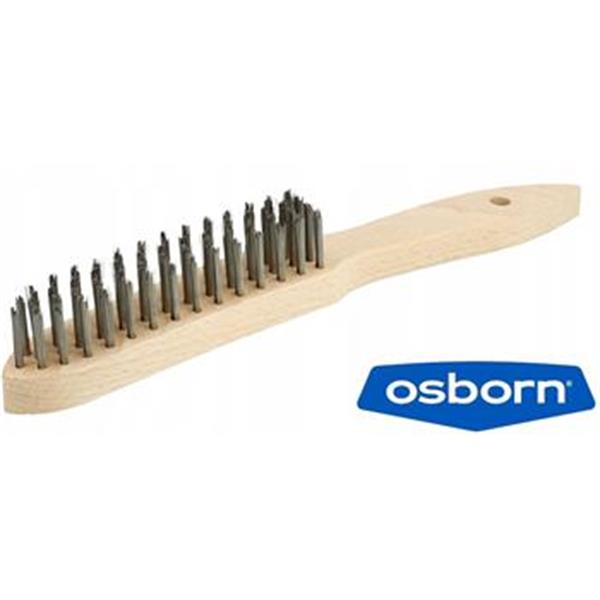 Osborn 0001152133 - Ruční kartáč s dřevěnou rukojetí 3 řadý, rovný ocelový drát 0,35 mm - Superior
