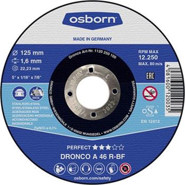Osborn (Dronco) 1110250100 - Kotouč řezný pr. 115x1,6x22,2mm, na kov, zrno A 46 R, Perfect - rovný