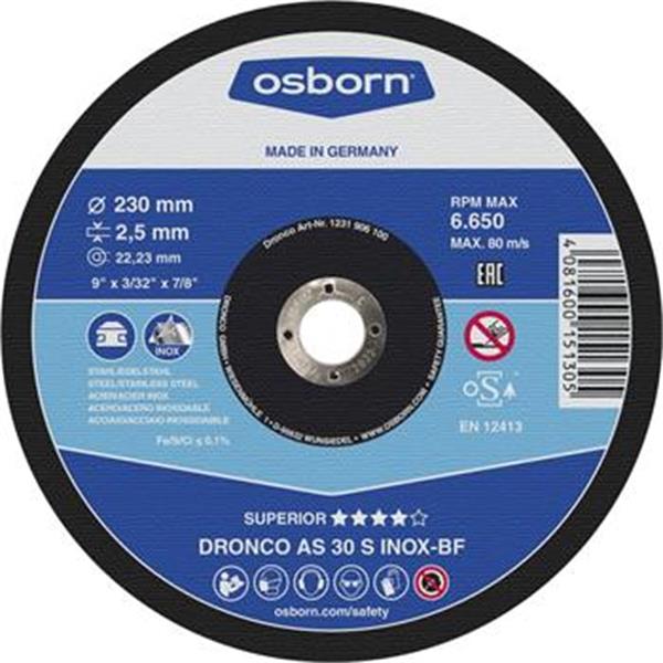 Osborn (Dronco) 1121906100 - Kotouč řezný pr. 125x2,5x22,2mm, na Nerez a kov, zrno AS 30 S INOX, Superior - rovný
