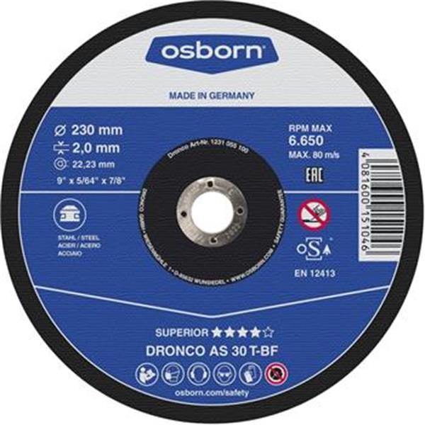 Osborn (Dronco) 1233060100 - Kotouč řezný pr. 230x2,5x22,2mm, na kov, zrno AS 30 T Superior - vypouklý