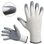 Rukavice pracovní BABBLER (vel. 11) - povrstvené, bezešvý bílý nylonový úplet, dlaň a prsty šedý nitril