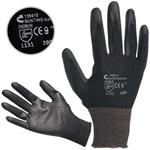 Rukavice pracovní BUNTING černé (vel. 10) povrstvené, bezešvý nylonový úplet, dlaň a prsty polyuretan