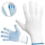 Rukavice pracovní PLOVER (vel. 10) povrstvené, pletené, polyesterové, dlaň a prsty s PVC terčíky